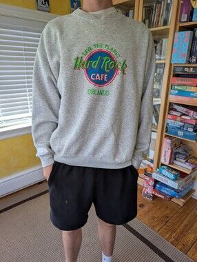 Hard Rock Cafe Orlando Light Grey Crewneck Sweatshirt Men Size X-large